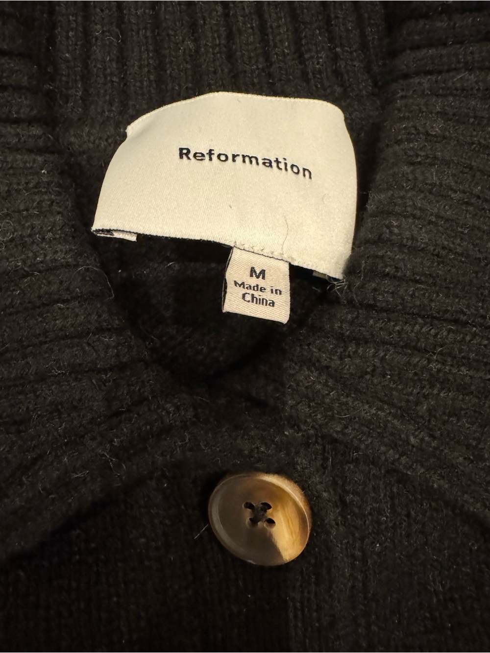 Reformation Two-Tone Polo Cashmere Sweater in Black and Cream size Medium - Picture 3 of 5